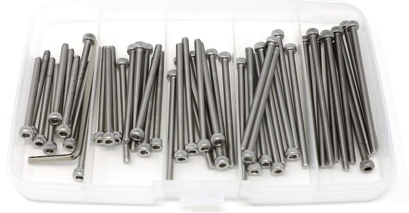iexcell مجموعة براغي رأس سداسي من الفولاذ المقاوم للصدأ 304 بحجم 50 قطعة M3 x 40/45/50/55/60 مم مع خطوة خيط 0.5 مم - Image 2